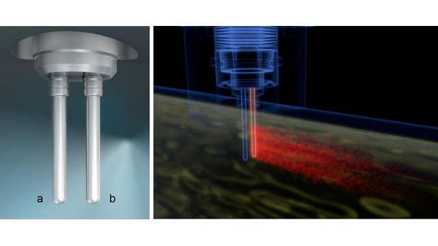 Graphic showing the probe of a thermal dispersion mass flowmeter