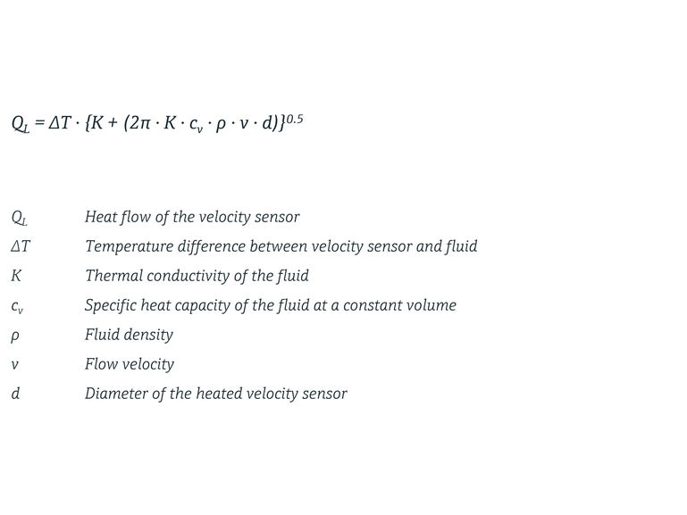 Equation of heat flow of the velocity sensor