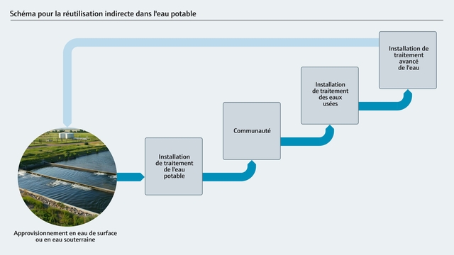 Organigramme de la réutilisation indirecte de l'eau potable (RIP)