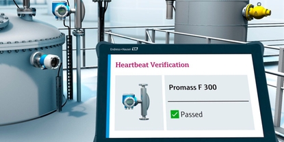 Tablette Field Xpert réalisant une vérification Heartbeat d'un Promass F 300