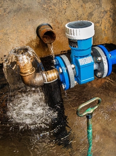 Promag W 800, installé sur une source d'eau de réserve pour la lutte contre les incendies